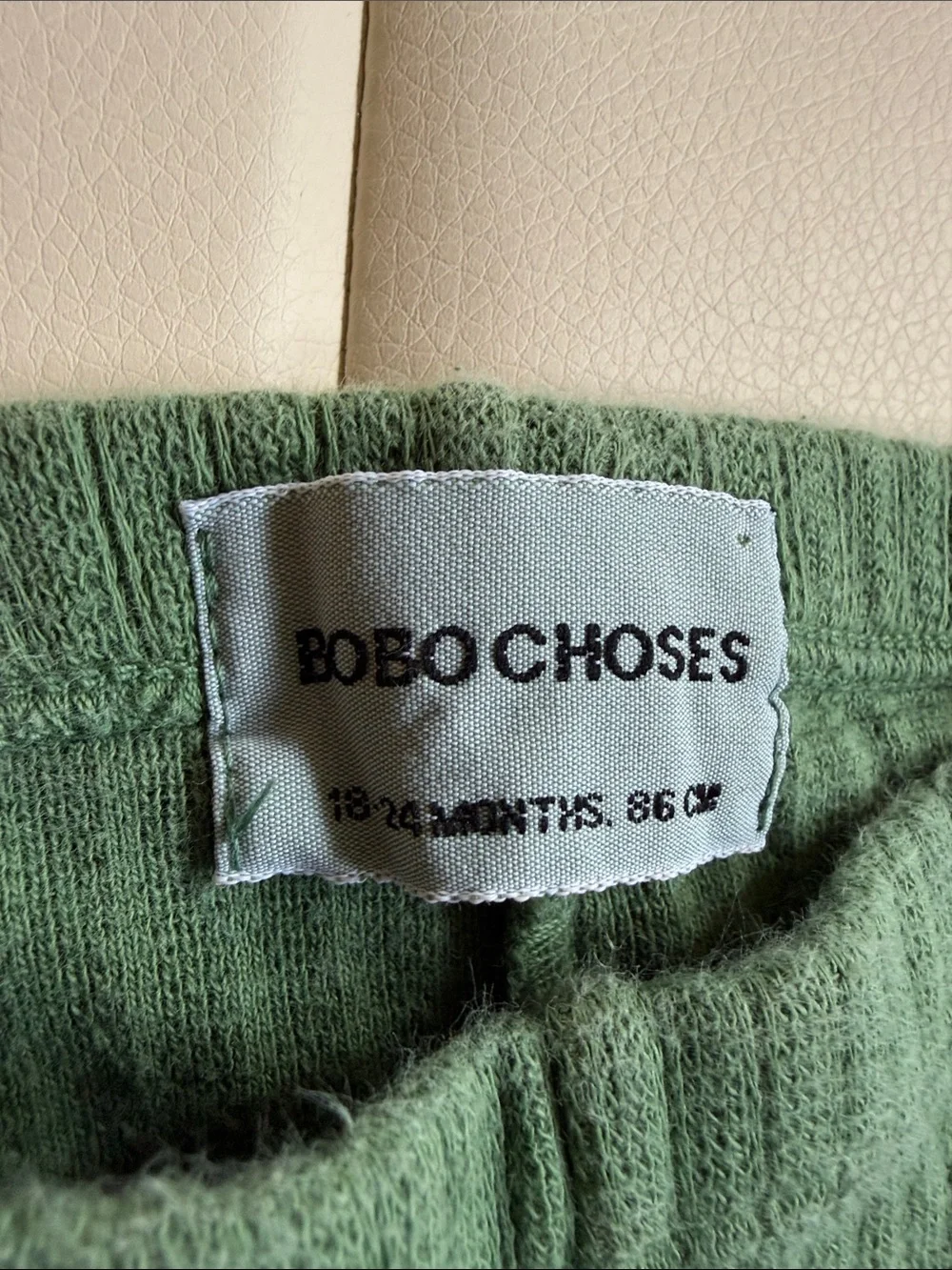 Bobo Choses Green Knit Kids Leggings with Blue Diamond Detail